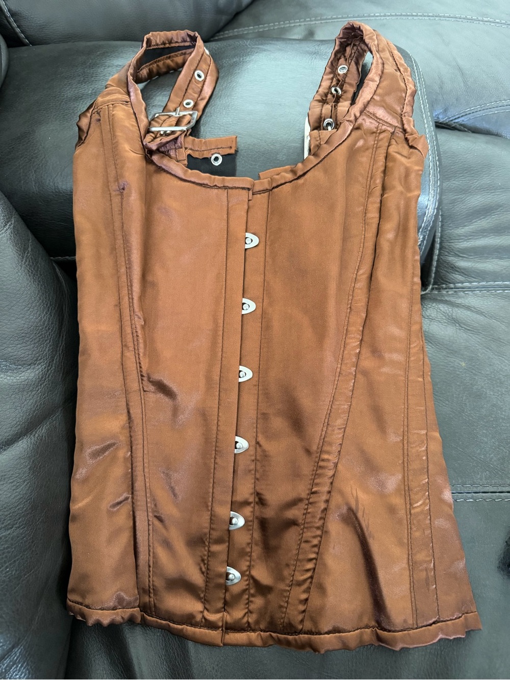 Brown Satin Corset Top